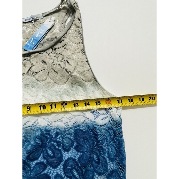 Elsie & Zoey Grey‎ Blue Lace Flared Beach Tank Top Shirt Womens Small Medium NEW - Picture 11 of 11